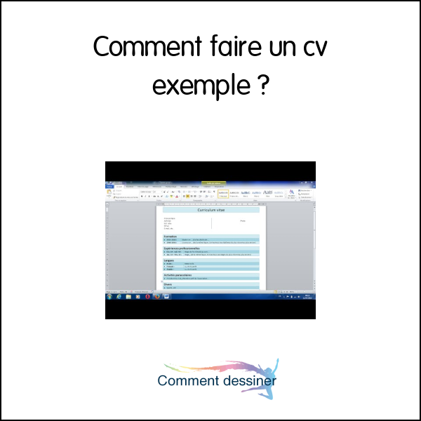 Comment faire un cv exemple